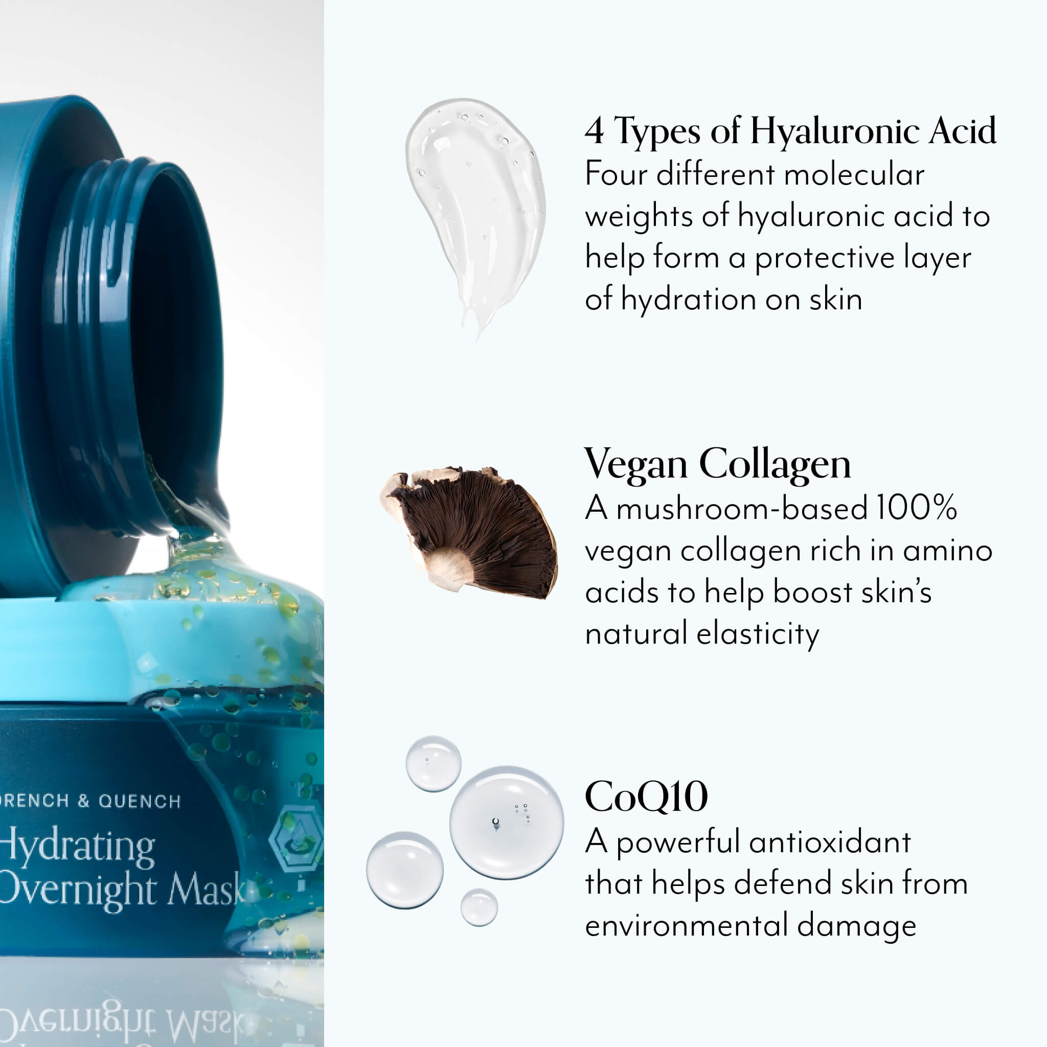 Drench & Quench Hydrating Overnight Mask with Hyaluronic Acid & Vegan Collagen - Image 3